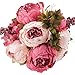 Flojery Silk Peony Bouquet Vintage Artificial Peonies Flower for Home Wedding Party Decor (1pcs, Dark Pink)