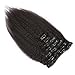 Kinky Straight Clip In Hair Extensions Human Hair 7pcs/set Natural Hair Clip Ins Kinky Straight 14Inch-70g Coarse Yaki Clip In Human Hair Extensions For Black Women