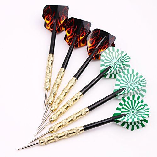 18 Packs of Steel Tip Darts Set Slim Barrel with PVC Dart Flights and Nylon Shafts