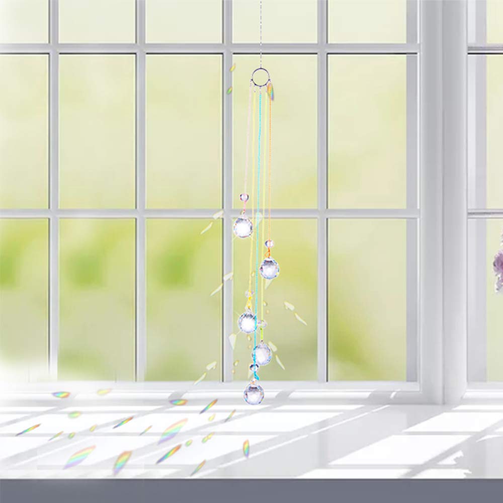 WEISIPU Hanging Crystals Suncatcher - Rainbow Crystal Ornament Crystal Ball Prism Feng Shui Crystals Suncatchers for Garden, Window Decoration