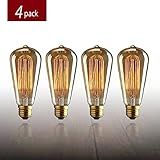 Edison Bulb, AdiyZ Vintage Filament ST64 Edison Incandescent Light Bulbs 60W 4 Pack