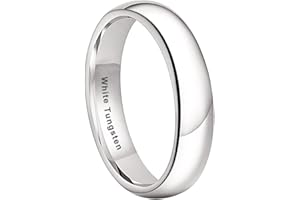 TUTISS 2mm 3mm 4mm 5mm 6mm 7mm 8mm 10mm White Tungsten Rings for Men Women Engagement Wedding Bands Domed Polished Shiny Comfort Fit