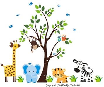 Amazon Com Nursery Wall Decor Safari Animal Wall Stickers