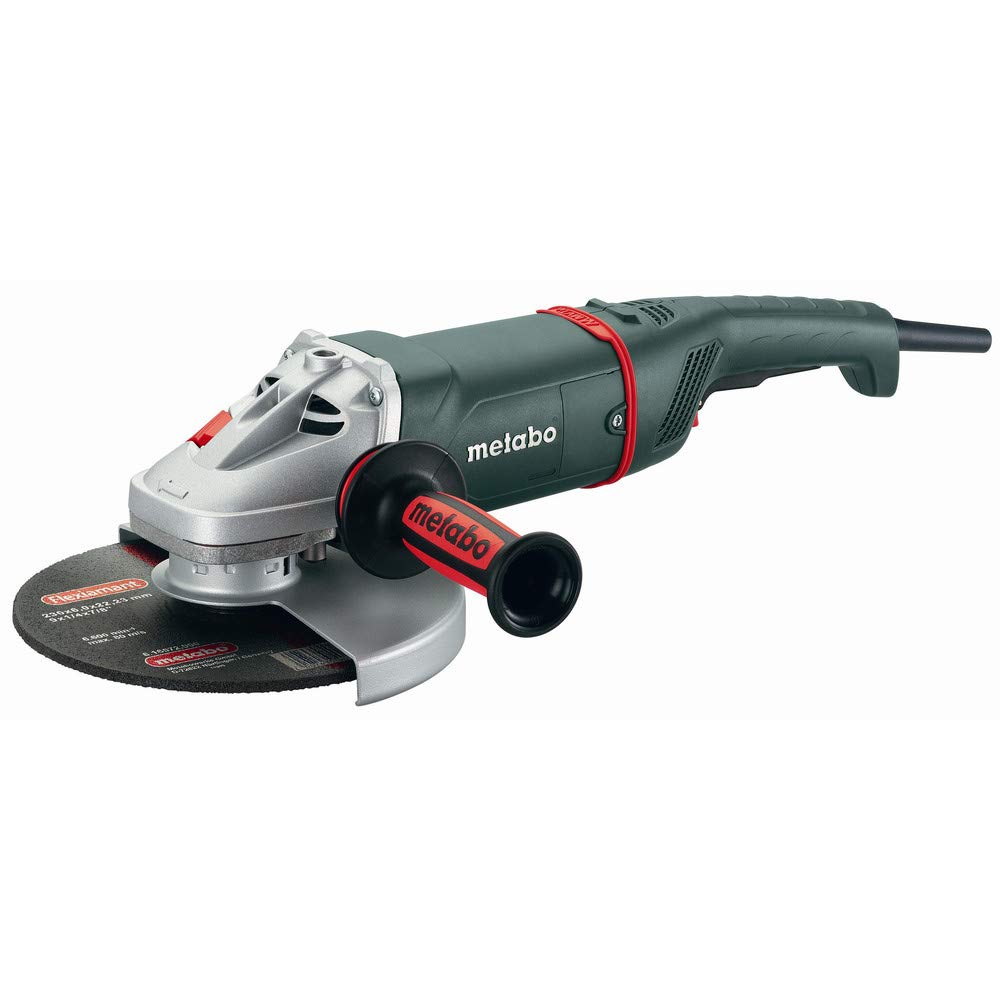Amoladora angular Metabo de 7 pulgadas, 8500 RPM, 15 A, interruptor deslizante (bloqueo), Metabo VibraTech, fabricada en Alemania, W 24-180 MVT, 606466420, verde