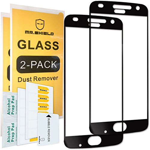 [2-PACK]-Mr Shield For Motorola MOTO Z2 Play [Cut Out for Logo Version] [Japan Tempered Glass] [9H Hardness] [Full Screen Glue Cover] Screen Protector with Lifetime Replacement Warranty