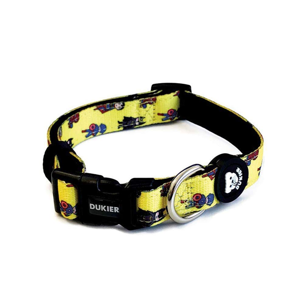 Dukier Dog Collar for Small Dogs , Soft Cosy Breathable and Adjustable Yellow Pet Collars, size S, Cool Prints — image 1
