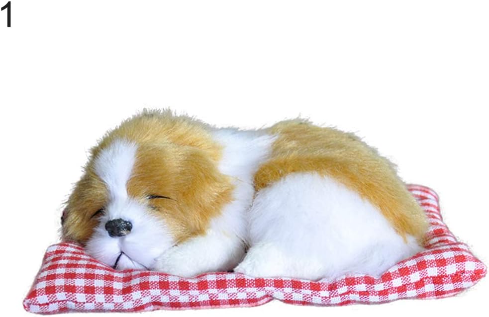 AchidistviQ Cute Simulation Sleeping Puppy Dog Doll Toy with Sound Kid Toy Decoration Gift Will be called simulation nap dog model dog ornaments cloth pad small sleeping dog toy Yellow