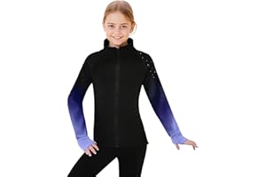 LIUHUO Figure Skating Training Fleece Jackets Child Shiny Colored Diamond Girl Comfortable Warm Coats
