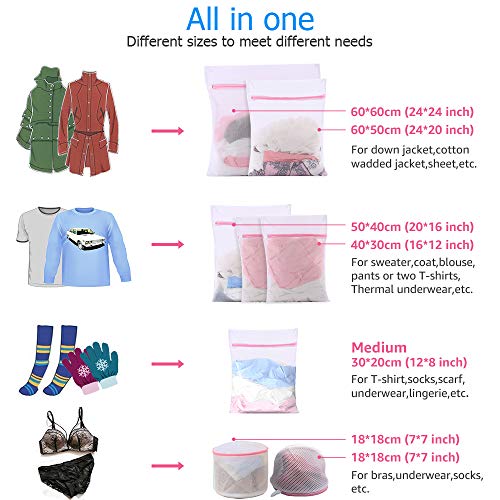 8Pcs Mesh Laundry Bag Travel Travel Storage Organize Bag, Clothing Washing Bags for Blouse, Hosiery, Stocking, Bra, Underwear, Lingerie