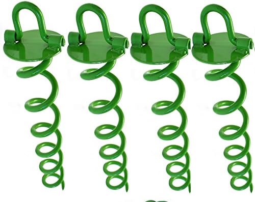 Ashman 16 Inch Spiral Ground Anchor Green Color - Ideal for Securing Animals, Tents, Canopies, Sheds, Car Ports, Swing Sets