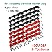 MILAPEAK Terminal Block and Strip - 4 pcs 8 Positions 600V 25A Dual Row Screw Terminals Strip with Cover + 8 pcs 400V 25A 8 Positions Pre-Insulated Terminal Barrier Jumper Strips Black & Red