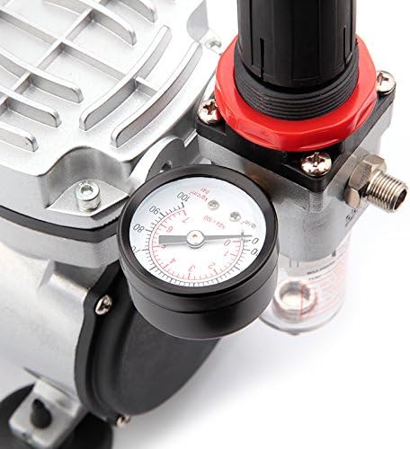 Fengda FD-18-2 Mini Airbrush Compressor, Oil-Free mini-Compressor with Regulator, Filter and Manometer, Silver, 3.5 - Image 3