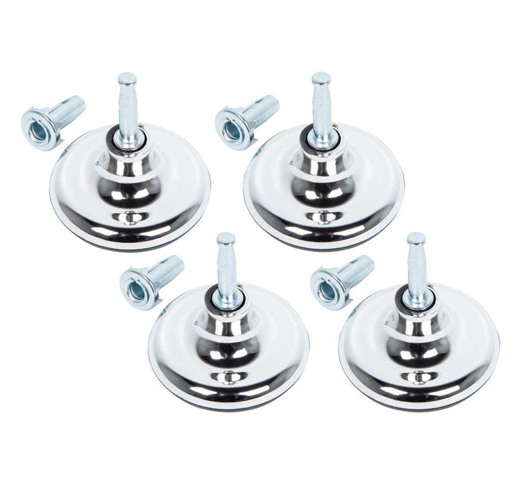 Alanna Jones Chrome Coated Feet Leg Gliders Glides Castor With Insert For Divan Bed Base Sofa Chair Set of 4