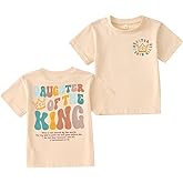CM C&M WODRO Daughter of The King T-Shirt Toddler Baby Girl Christian Crown Graphic Shirt Short Sleeve Summer Tee Tops