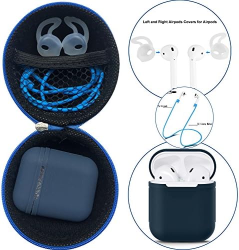 AirPods Case + Airpods Starp,GoodOkay Colorful Strap for iPhone 7/iPhone 7 Plus AirPods,AirPods Case Protective Silicone Cover and Skin for Apple Airpods (Blue)
