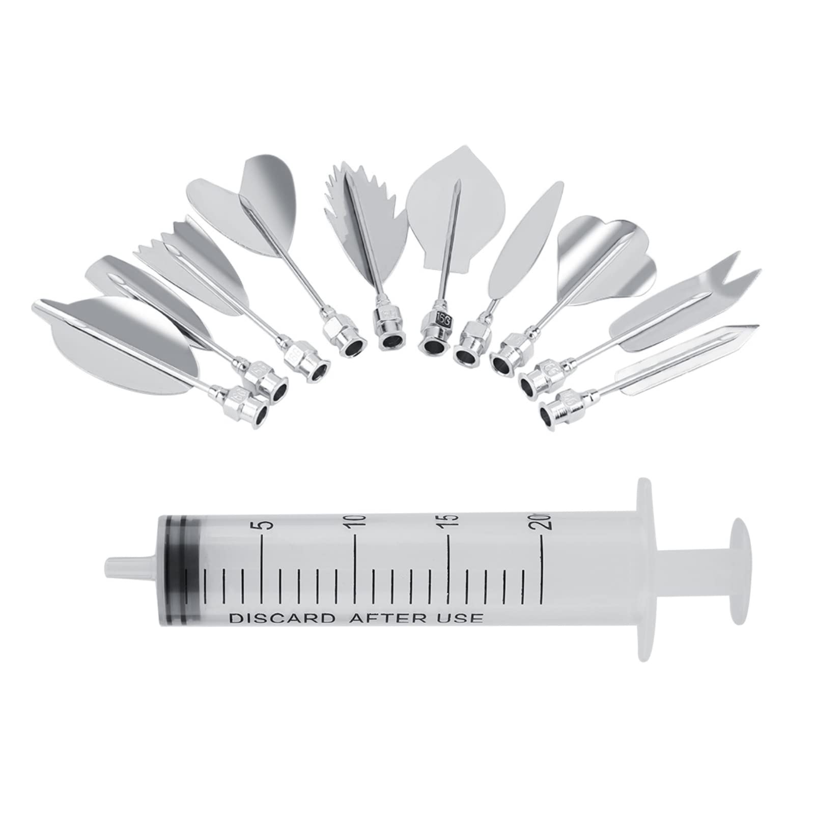 3D Gelatin Jelly Molds Stainless Steel Rustproof Art Cake Tools DIY Pudding Moulds Party Cakes Decorating Tool Complete Sets with Syringe 10pcs Various Shapes Jelly Needles (M)