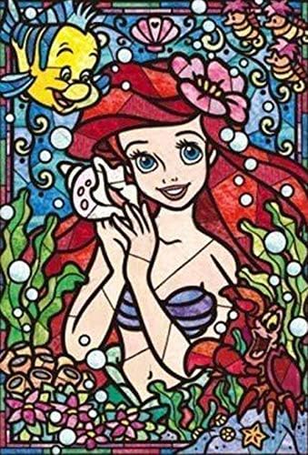 5D Diamond Painting Kit Full Drill, CABAX DIY Diamond Rhinestone Painting Kits Embroidery Cross Stitch Arts Craft, Home and Office Wall Decor Gift (12''x16''-Ariel Stained Glass)