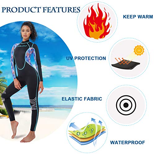 image for CtriLady Wetsuit Women Neoprene One Piece Full Diving Suits Long Sleev