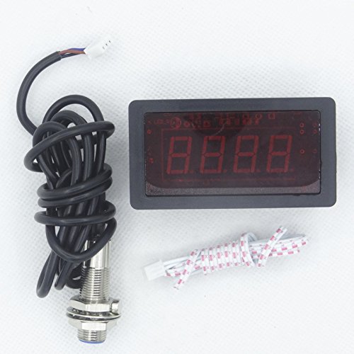 Co-parts 4 -Digital Red LED Tachometer RPM Speed Meter Tester + Hall Sensor Switch NPN