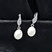 JewelryPalace 925 Sterling Silver Freshwater Cultured 8-9mm White Pearl Dangle Earrings