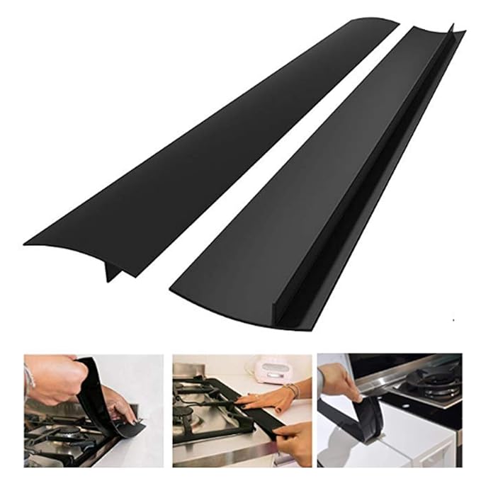 Silikon-Herd Kochfeld Gap Cover fuer Lückenfüller Küchenzeile Backofen Waschmaschine Trockner (schwarz)