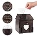 ZOHUMI Square Tissue Box Cover, Black Wood Toilet Tissue Box Holder, Decorative Chimney House Roll Paper Dispenser (Brown 1)