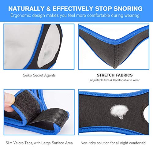 Anti Snoring Chin Strap, Taisk Comfortable Natural Snoring Solution Snore Stopper | Adjustable Effective Stop Snoring Sleep Aid Snore Reducing Aid for Women & Men