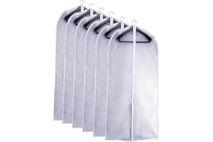 UOUEHRA Suit Bags for Closet Storage Garment Bag 24''X40'' Clear Garment Bags for Hanging Clothes (Set of 6) Plastic Waterproof Suit Cover Bag with Zipper for Coats, Jackets, Shirts