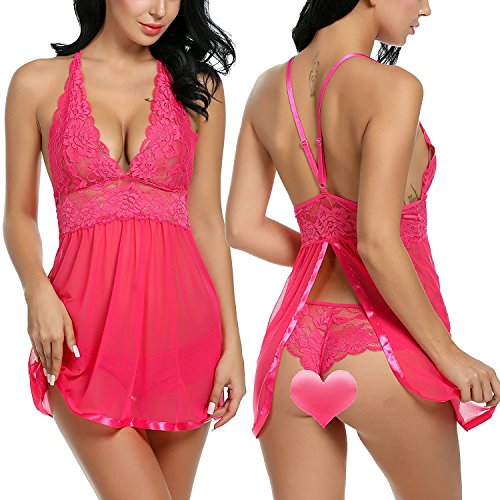 Sweetnight-Sexy-Lingerie-for-Women-Lace-Babydoll-Dress-Set