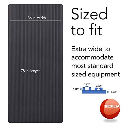 Resilia HeavyDuty Carpet Protection Mat with Grippersfor Exercise Equipment, Black, Ribbed (36