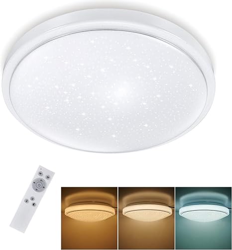 Led Deckenleuchte Dimmbar Sternenhimmel 24w Tonffi Led Deckenlampe Dimmbar Mit Fernbedienung Einstellbar Farbtemperaturen Und Helligkeit Fur Wohnzimmer Schlafzimmer Kinderzimmer Rund O350mm Amazon De Beleuchtung