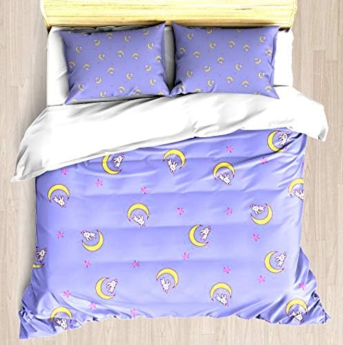 TESCCI Usagi Bed Duvet Cover Set Soft Comforter Cover Pillowcase Bed Set Unique Printed Floral Pattern Design Duvet Covers Blanket Cover - King
