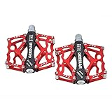 Pair Bicycle Pedal,GEEDIAR Aluminum Alloy Mountain Bike Pedal Super Light Stable Plate (Red)