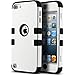 ULAK Case for iPod Touch 6 & 5th Generation, Anti Slip Anti-Scratch iPod Touch Case Shockproof Protective Cover with Hybrid High Soft Silicone + Hard PC Case (White)