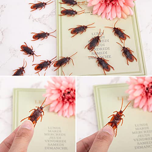 LovesTown Fake Roaches Bulk, 150PCS Lifelike Roaches 1.75 Inches Faux Cockroaches Prank Toy Bugs for Halloween Party Joke Props Funny Trick