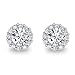 Spoil Cupid 925 Sterling Silver Cubic Zirconia Classic Halo Stud Earrings, Center Stone:5mm