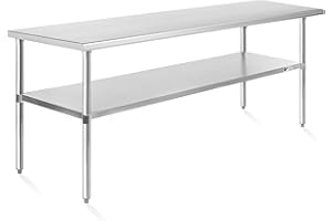 KUTLER Stainless Steel Table 30 x 72 Inches, NSF Heavy Duty Commercial Kitchen Prep and Work Table with Undershelf for Restaurant, Hotel, Home