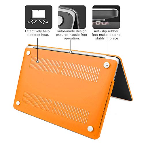 MacBook Air 13 Inch Case,Anrain AIR 13-inch Rubberized See Through Hard Shell Snap On Case Cover with Keyboard Cover For Apple MacBook Air 13.3" (Models: A1466 A1369),Orange