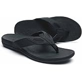 MEGNYA Mens Orthopedic Flip Flops for Plantar Fasciitis, Athletic Toe-Post Sandals with Arch Support, Comfort Walking Thong Slippers for Sport Exercise Activities