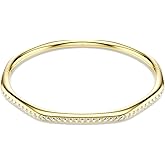 Swarovski Dextera bangle, Octagon shape, Round cut, White, Gold-tone plated