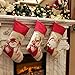 WEWILL Lovely Christmas Stockings Set of 3 Santa, Snowman, Reindeer, Xmas Character 3D Plush Linen Hanging Tag Knit Border, 17 Inch