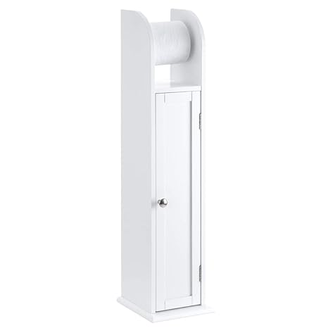 Christow Toilet Roll Holder Cabinet Freestanding White Wood