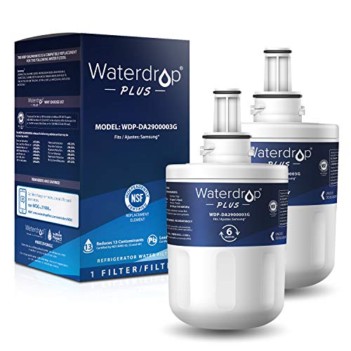 Waterdrop Plus DA29-00003G Refrigerator Water Filter, Compatible with Samsung DA29-00003G, Aqua-Pure Plus DA29-00003B, HAFCU1, DA29-00003A, Reduces Lead, Chlorine, Cyst, Benzene and More, NSF 401&53&42 Certified, Pack of 2