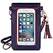 MoKo Cell Phone Bag, PU Leather Crossbody Bag Mini Phone Pouch Fit with iPhone 13 Mini, iPhone 12 Mini, iPhone SE 2020/11 Pro/11/Xs Max/XR/Xs/X, Galaxy Note 10/S10e/S10/S10P/S20 - Indigo + Red