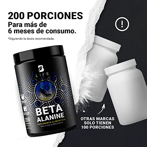 Beta Alanina en polvo 200 Servicios. Ingredientes naturales. Beta Alanine 400 Gramos B Life.