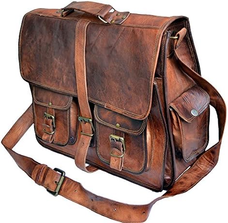 Mens Genuine Leather Large Laptop Bag Messanger Bag for Upto 15.6" Laptop bag for Macbook