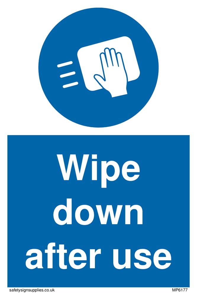 Pack of five - Wipe down after use Sign - 100x150mm - A6P