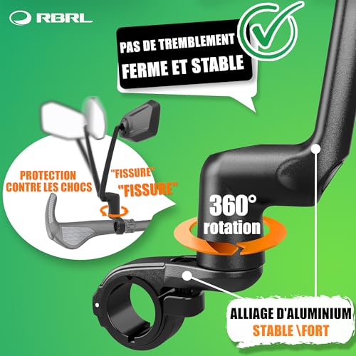 RBRL Bicycle Rearview Mirror, Anti-Fall Cycling Mirror, Stable, Oversized Mirror Not Easy to Lock, Handlebar Mirror Accessory (Left)