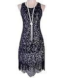 KAYAMIYA Women's 1920s Sequined Paisley Pattern Fringe Gatsby Flapper Dress