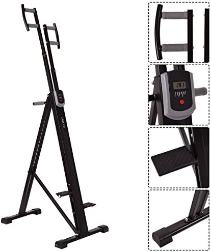 Cirocco Folding Stair Stepper Vertical Climber Exercise Cardio Machine w/ LCD Display | Strong Sturdy Total Full Body Aerobic Anaerobic Workout Fitness Equipment for Calorie Fat Burn Leg Bicep Triceps